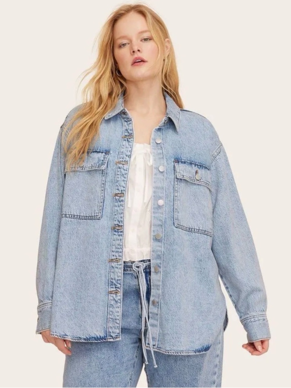 NWOT PARKE x Target Long Sleeve Denim Shacket in Light Wash